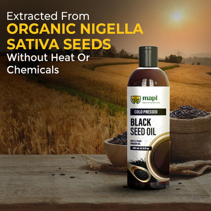 Mapl Organic Black Seed Oil – Cold-Pressed Nigella Sativa (200ml)