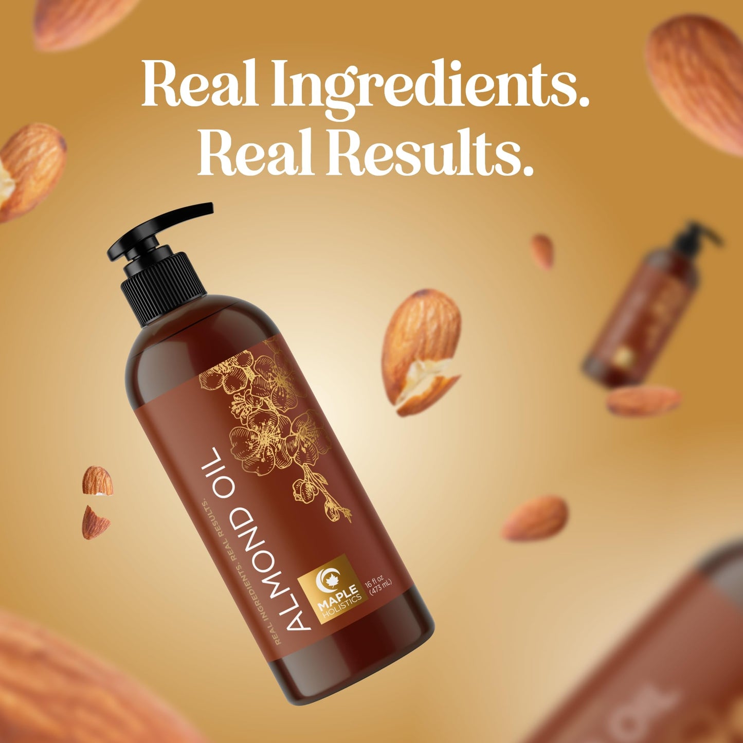 Cold Pressed Sweet Almond Oil - Pure Carrier Oil for Skin, Hair & Nails