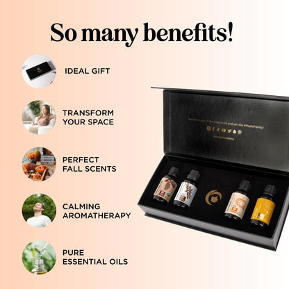 Maple Holistics Fall Essential Oils Set for Diffuser - 4x30mL Pumpkin Spice, Cedarwood, Vanilla Spice & Focus