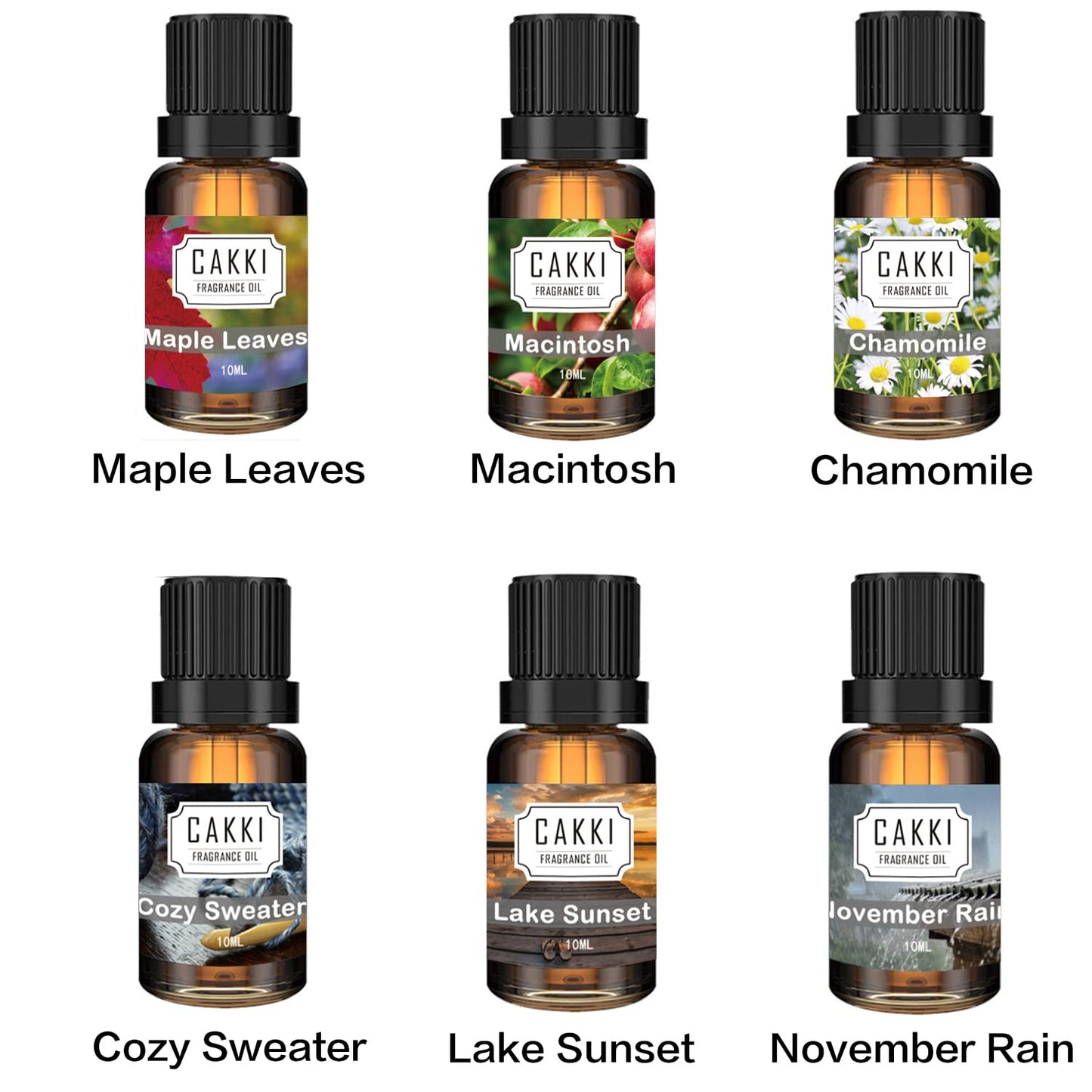 Autumn Essential Oils for Diffusers - CAKKI 6x10ml Fragrance Oils