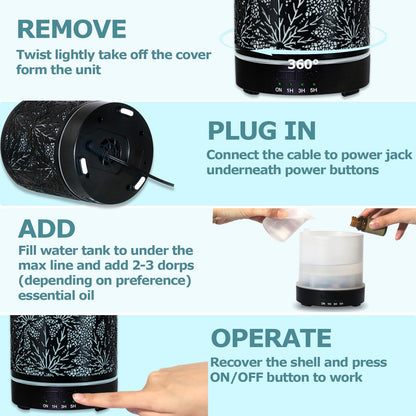 Maple Leaf Essential Oil Diffuser – 300ML Ultrasonic with Auto Shut-Off