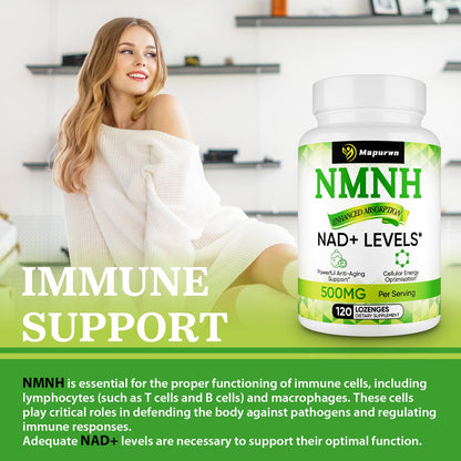 Mapurwn NMNH NMN Supplement 500mg | NAD+ Booster for Aging, Energy & Focus | 120 Count