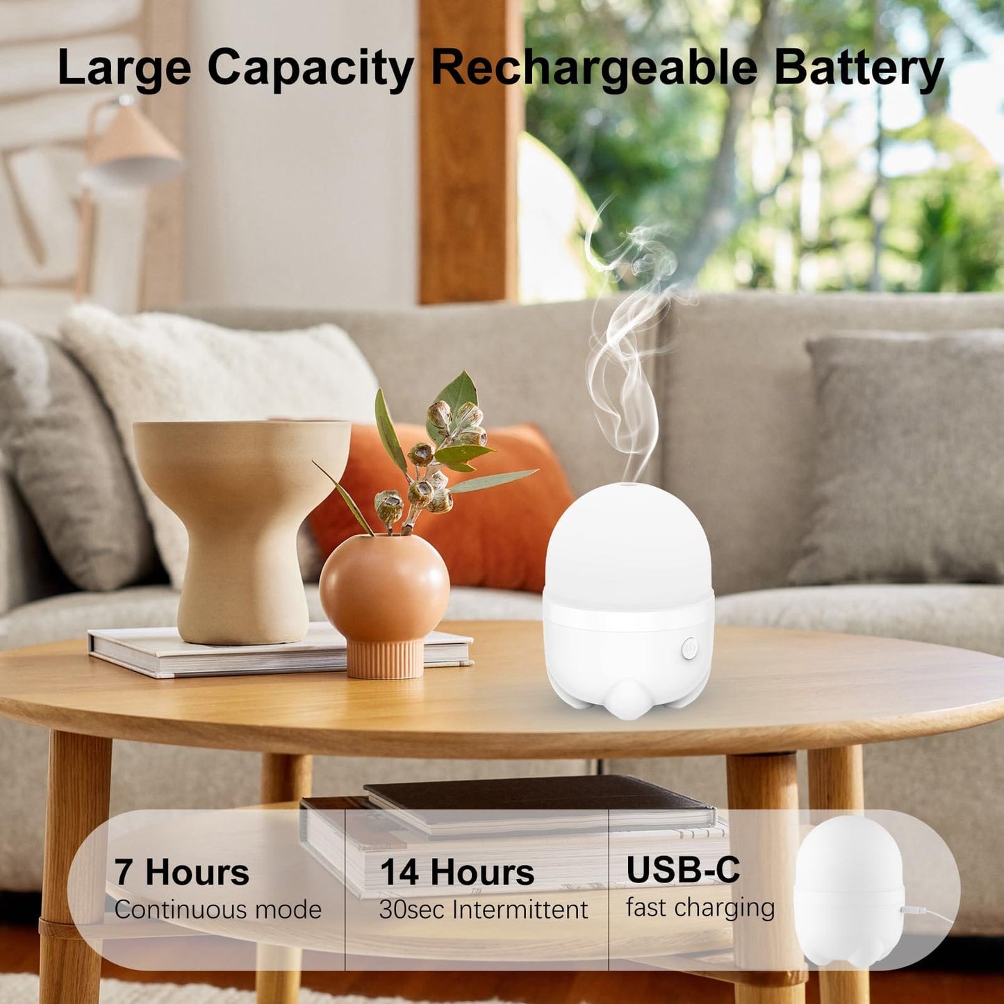 Marchred 150ML Cordless Essential Oil Diffuser – Rechargeable & Portable Aromatherapy Humidifier