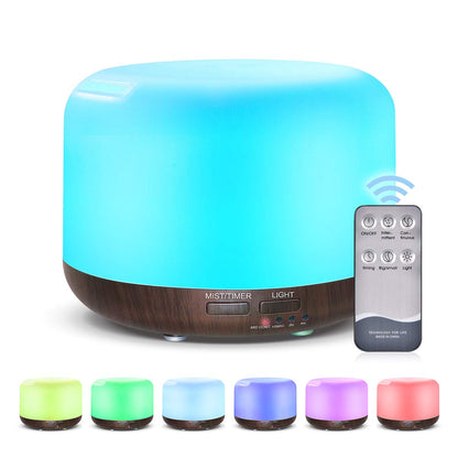 Marchred 300ML Essential Oil Diffuser with Remote – Ultrasonic Humidifier for Large Rooms (Dark Wood Grain)