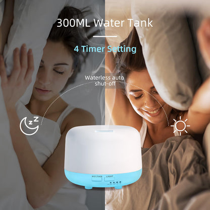 Marchred 300ML Essential Oil Diffuser with Remote – 7-Color LED, 8-Hour Mist