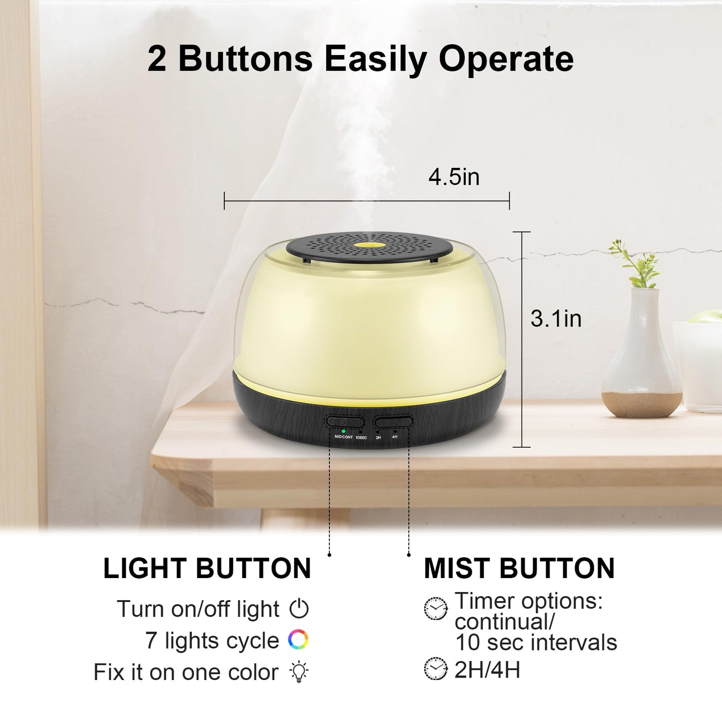 Marchred 300ML Essential Oil Diffuser - 8-Hour Aromatherapy with Remote, 7-Color LEDs, 4 Timer Settings