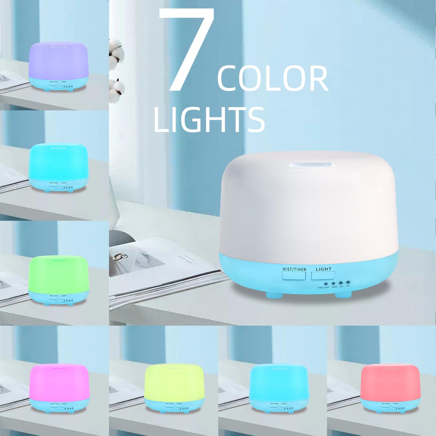 Marchred 300ML Essential Oil Diffuser with Remote – 7-Color LED, 8-Hour Mist