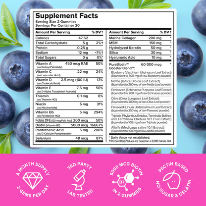 MAREE Vitamin B1 Thiamine & Biotin Gummies - A E D C Vitamins Complex with Keratin, Collagen, Hyaluronic & Pantothenic Acid for Skin, Nails & Hair