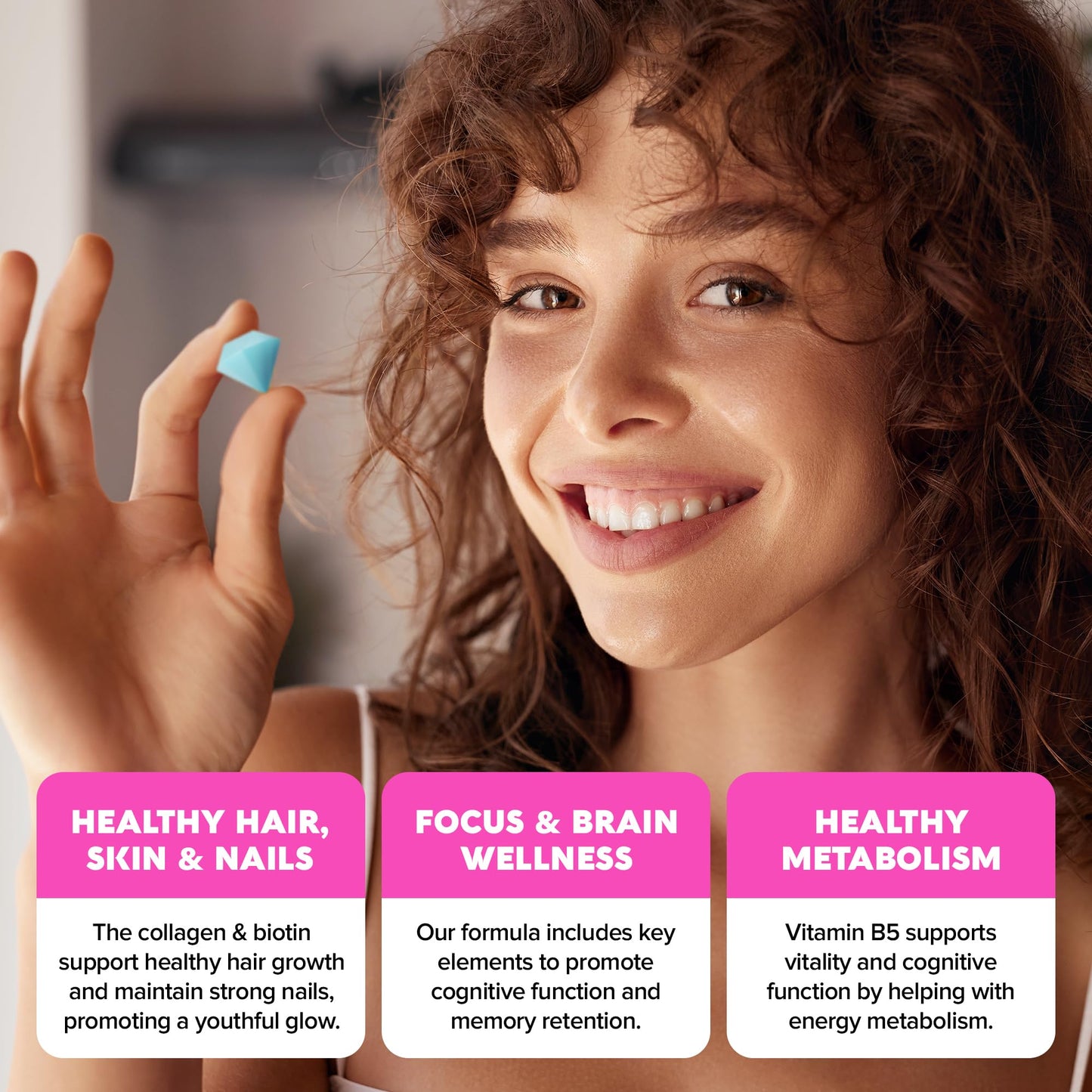 MAREE Vitamin B1 Thiamine & Biotin Gummies - A E D C Vitamins Complex with Keratin, Collagen, Hyaluronic & Pantothenic Acid for Skin, Nails & Hair