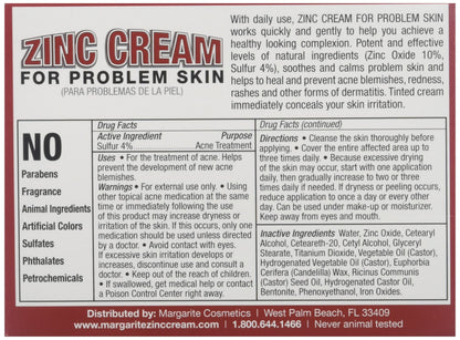 Margarite Zinc Cream 1oz – Acne Support & Subtle Concealer (Fragrance-Free)