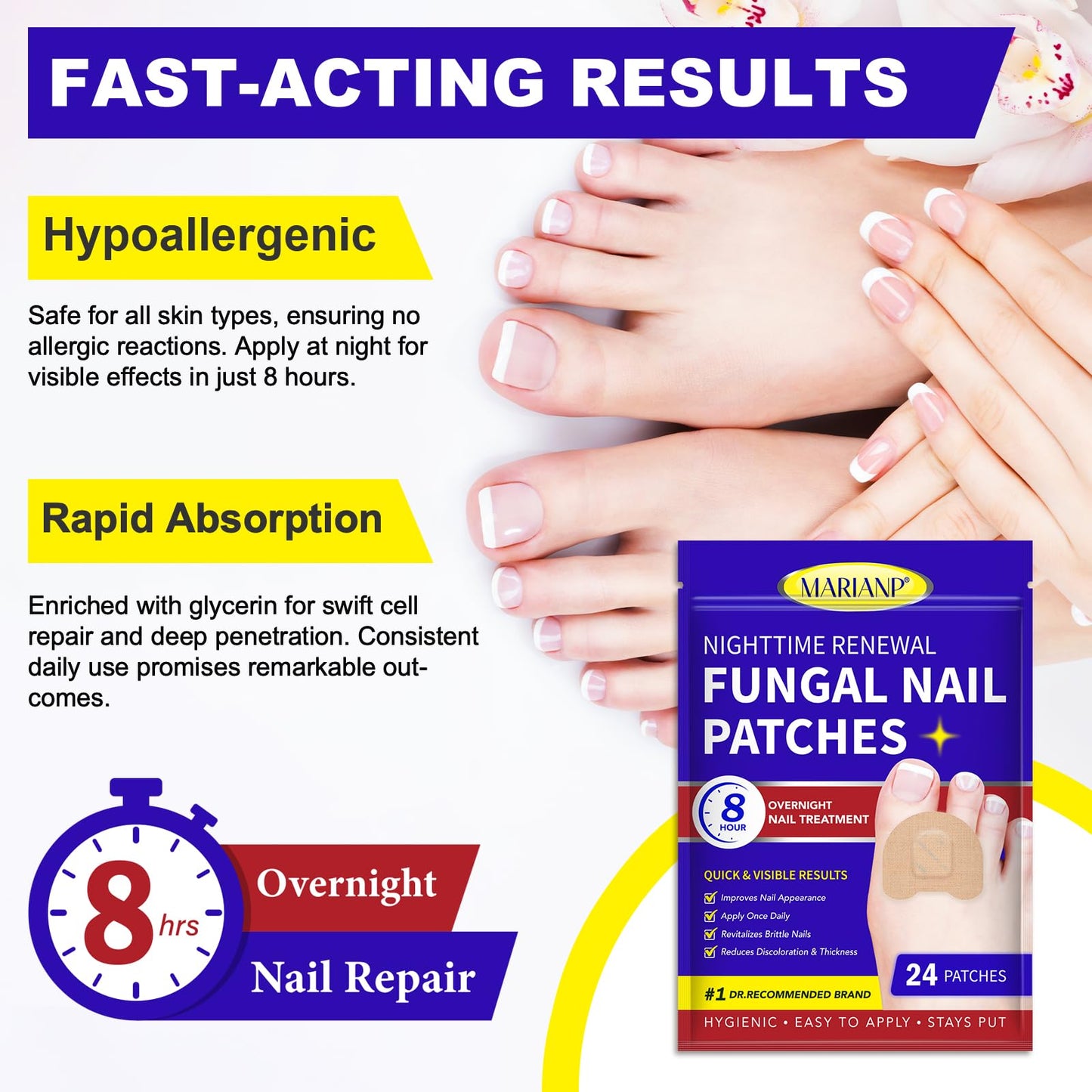Marianp Toenail Patches Extra Strength – 24 Nighttime Nail Patches