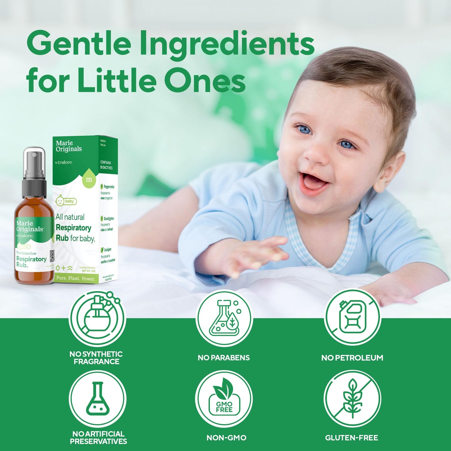 Marie Originals Natural Respiratory Baby Chest Rub | Breathe Essential Oil Blend for Babies & Toddlers | Petroleum Free, 1oz