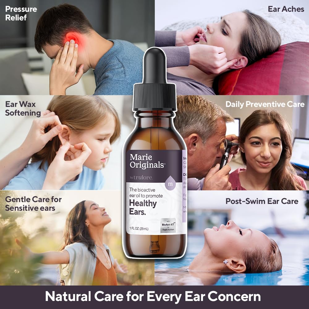 Marie Originals Natural Ear Oil Drops – Mullein Garlic Herbal Ear Care for All