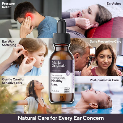 Marie Originals Natural Ear Oil Drops – Mullein Garlic Herbal Ear Care for All