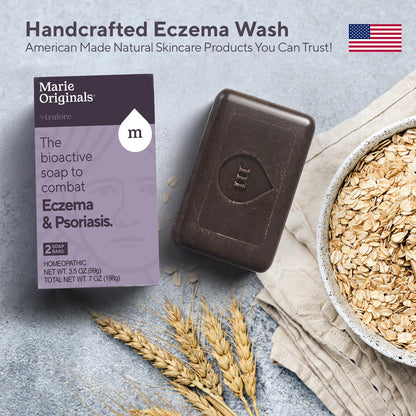 Marie Originals Eczema Face Soap & Body Wash Bar – All-Natural Gentle Cleanser for Dry, Itchy Skin (Pack of 2)
