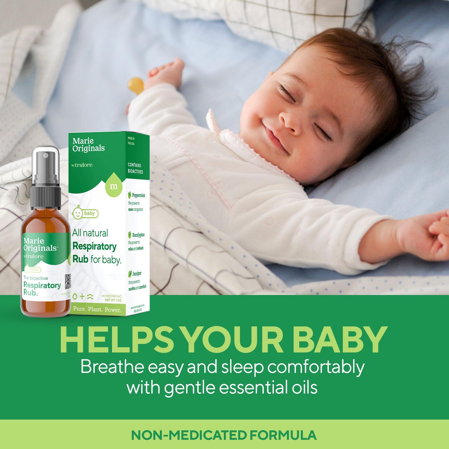 Marie Originals Natural Respiratory Baby Chest Rub | Breathe Essential Oil Blend for Babies & Toddlers | Petroleum Free, 1oz