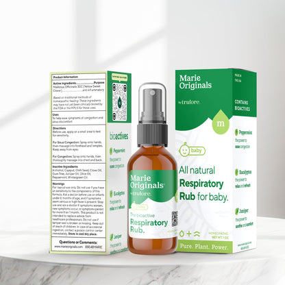 Marie Originals Natural Respiratory Baby Chest Rub | Breathe Essential Oil Blend for Babies & Toddlers | Petroleum Free, 1oz
