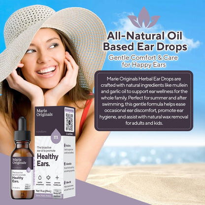 Marie Originals Natural Ear Oil Drops – Mullein Garlic Herbal Ear Care for All