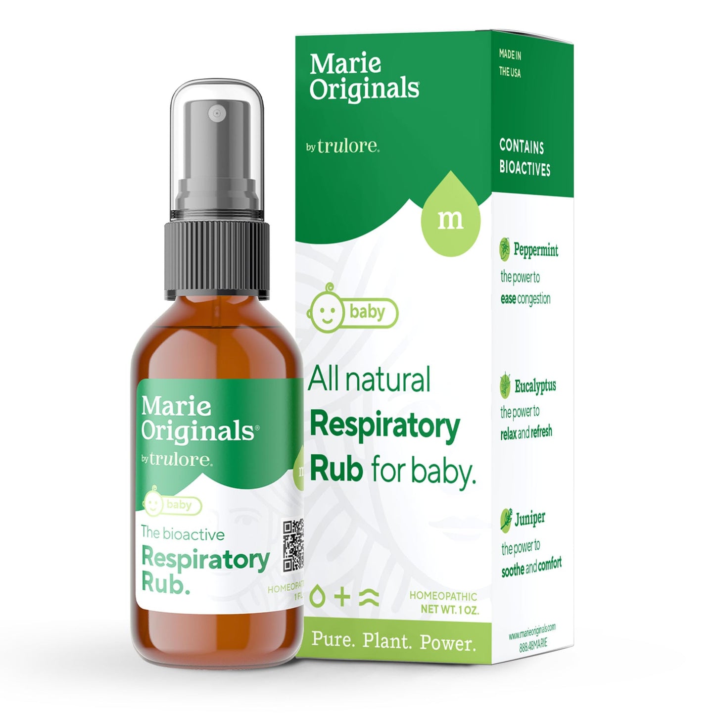 Marie Originals Natural Respiratory Baby Chest Rub | Breathe Essential Oil Blend for Babies & Toddlers | Petroleum Free, 1oz