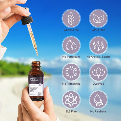 Marie Originals Natural Ear Oil Drops – Mullein Garlic Herbal Ear Care for All