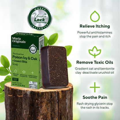 Marie Originals Poison Ivy Soap Bar | All-Natural Poison Ivy Treatment & Anti-Itch Skin Cleanser | 2.9 oz