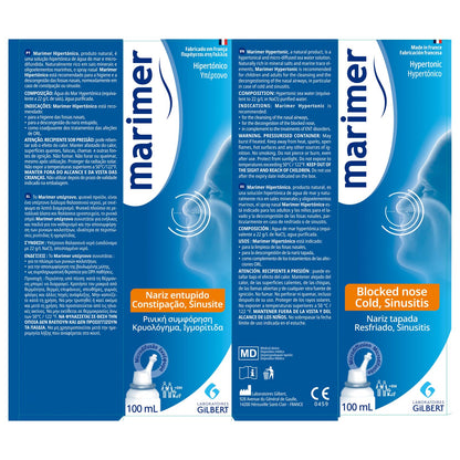 Marimer Hypertonic Saline Nasal Spray All Natural Seawater - 3 Pack (100 mL each)