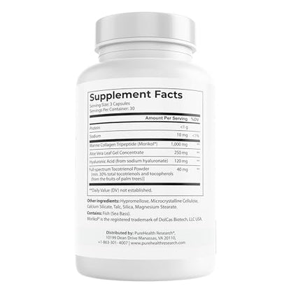 Marine Collagen & Hyaluronic Acid Supplements – Hair, Skin & Nails, 90 Caps