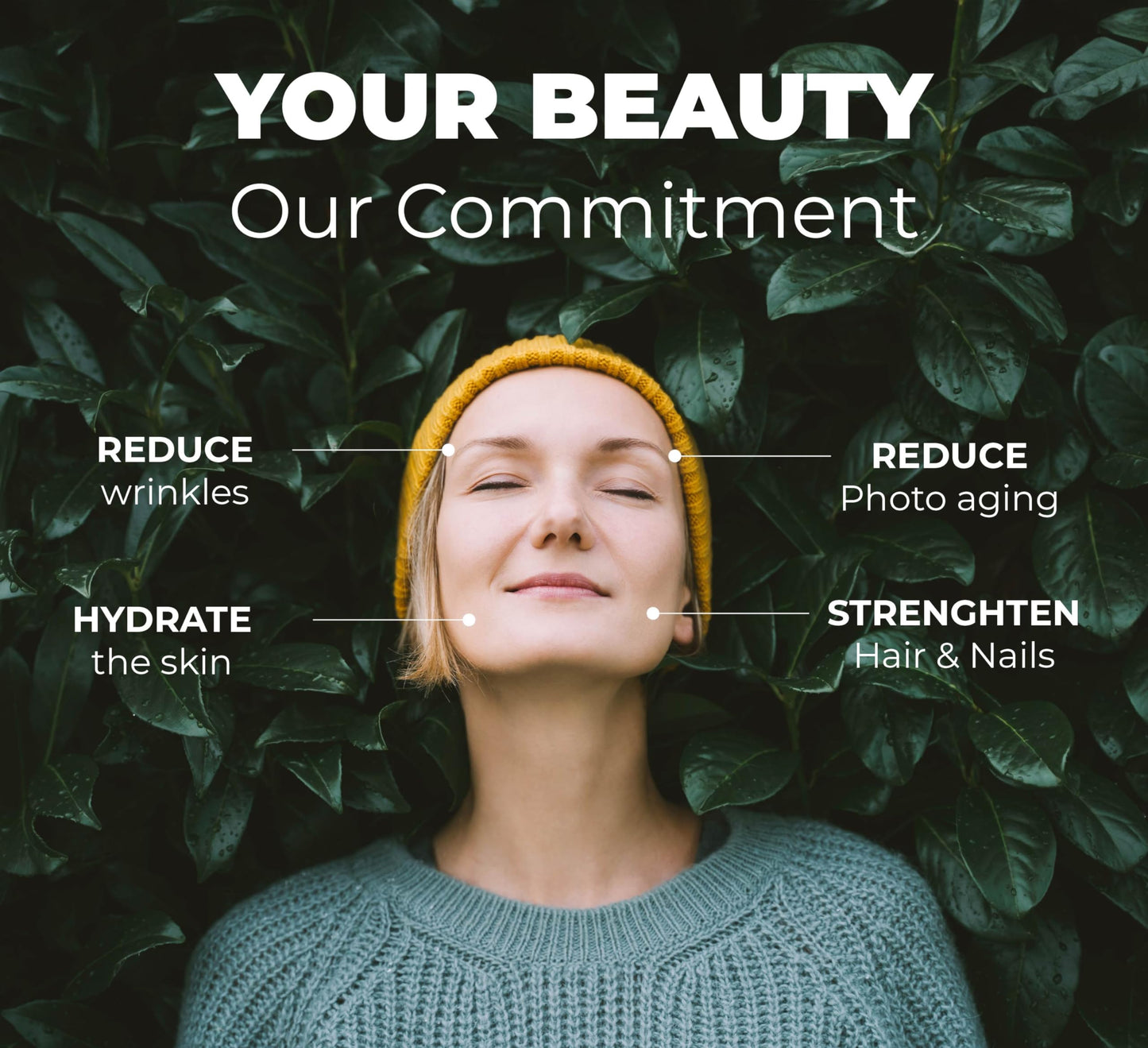 Marine Collagen & Hyaluronic Acid Supplements – Hair, Skin & Nails, 90 Caps