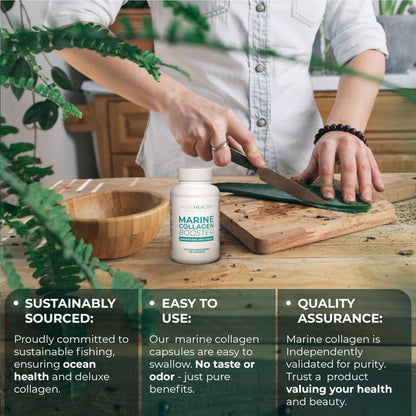 Marine Collagen & Hyaluronic Acid Supplements – Hair, Skin & Nails, 90 Caps