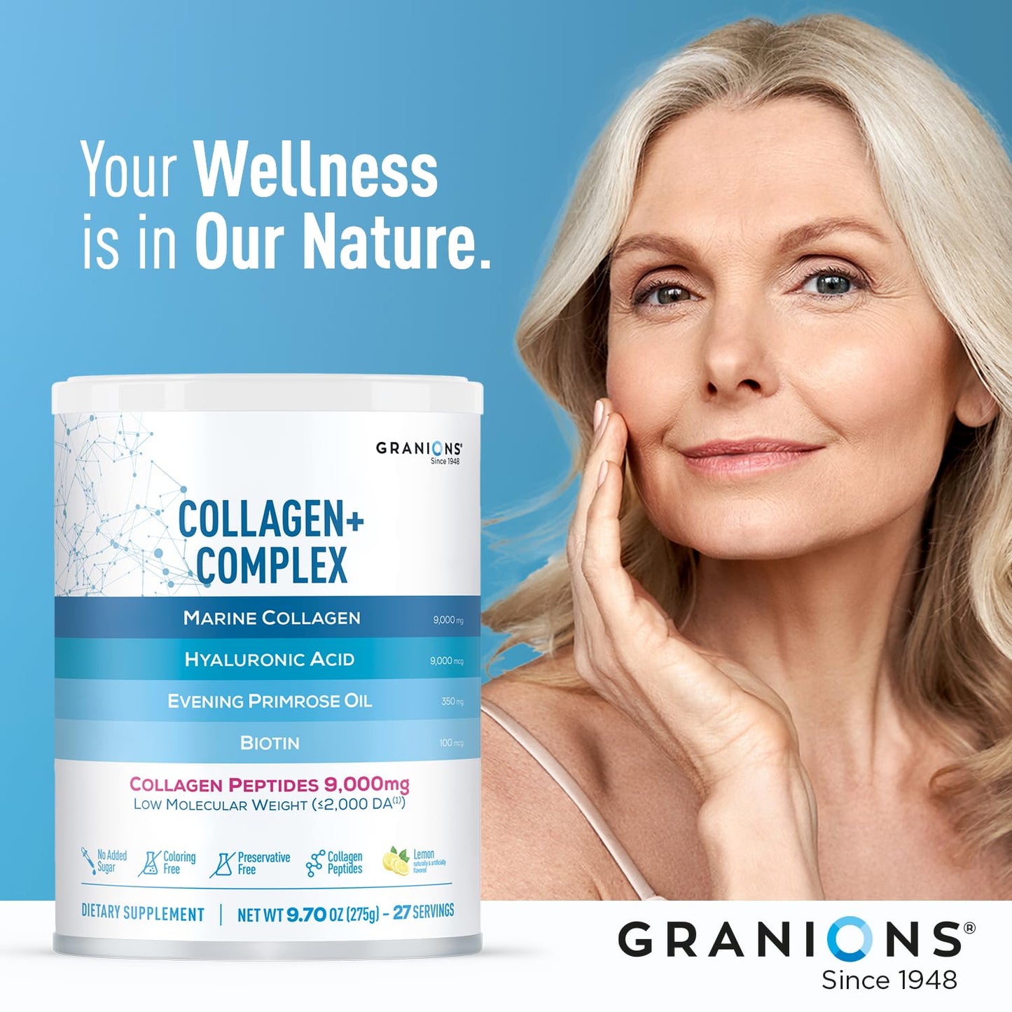 Marine Collagen Powder – Pink Lemonade 9.7oz | Type I Hydrolyzed Marine Collagen Peptides