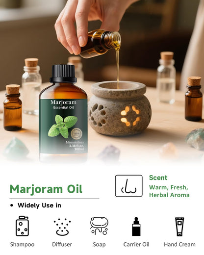 Pure Marjoram Essential Oil | Mumianhua Natural Marjoram Oil 3.38 fl oz