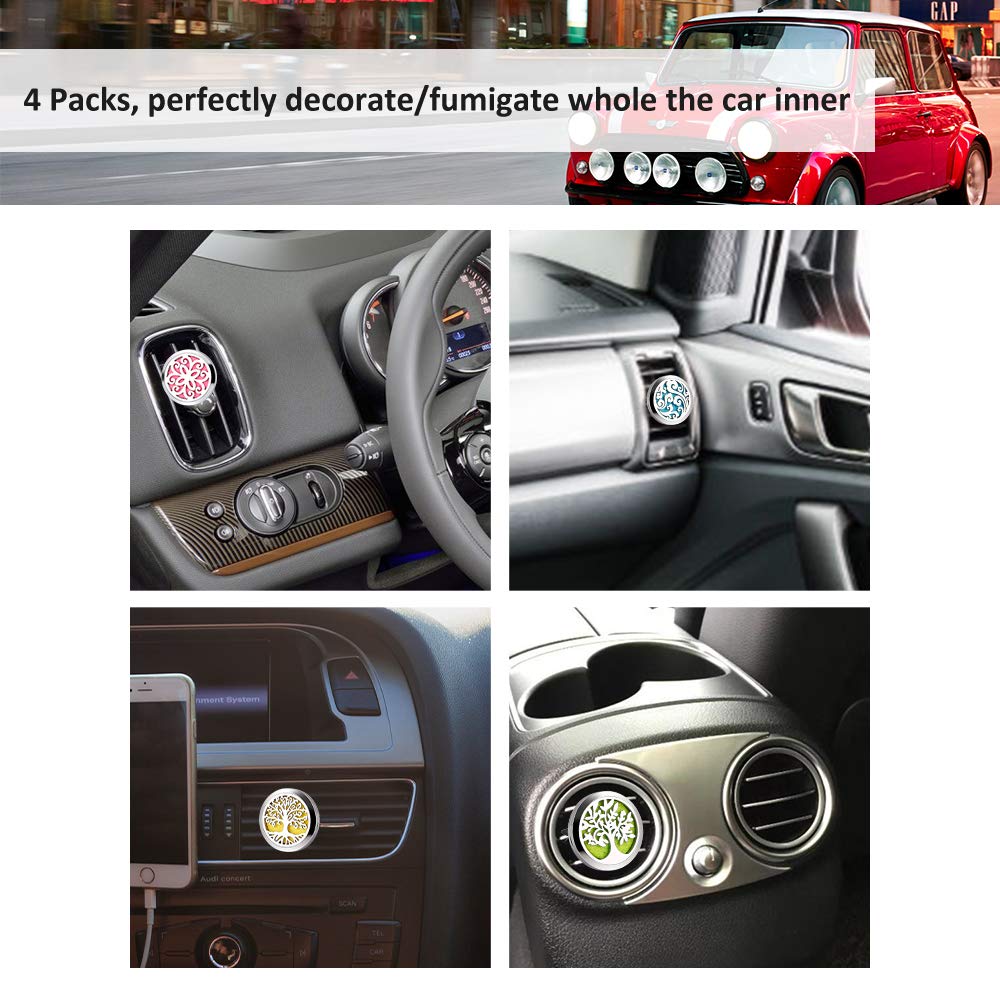 Maromalife 4 Pack Car Vent Clip Diffuser – 30mm Aromatherapy Diffusers with 40 Felt Pads