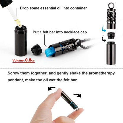 Maromalife Essential Oil Diffuser Necklace – 316L Stainless Steel Gift Set