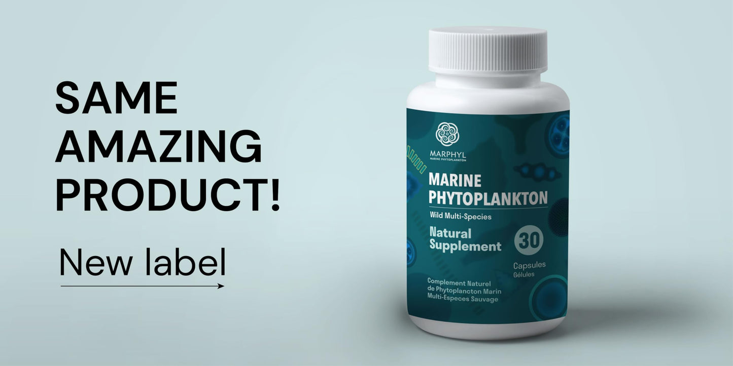 MARPHYL Marine Phytoplankton – Wild Multi-Species Supplement, 150 mg per Capsule, 30 Vegan Capsules | Vancouver Island, Canada
