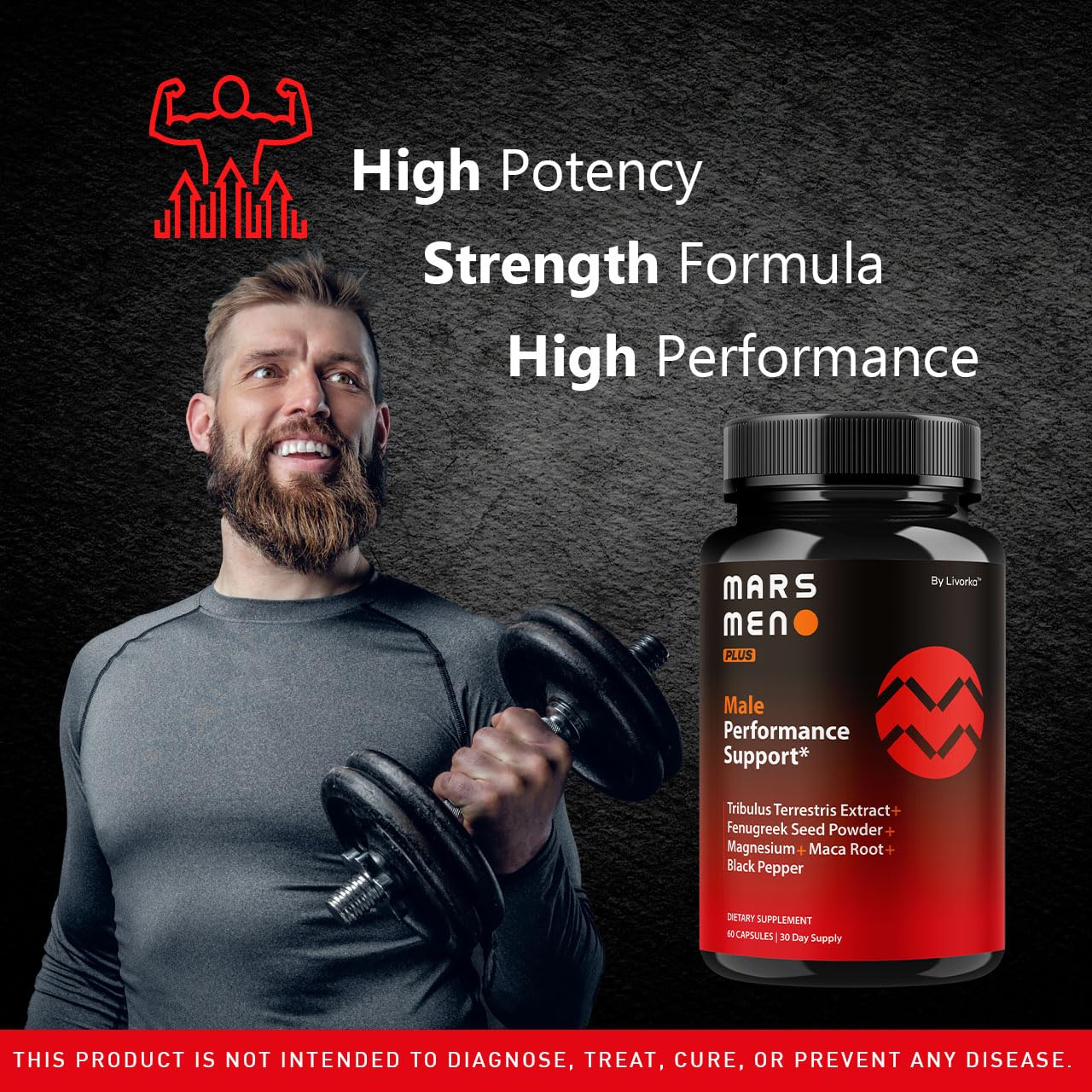 LIVORKA Mars Men Plus - Natural Support Capsules | Vitamin Advanced Formula, 60 Capsules