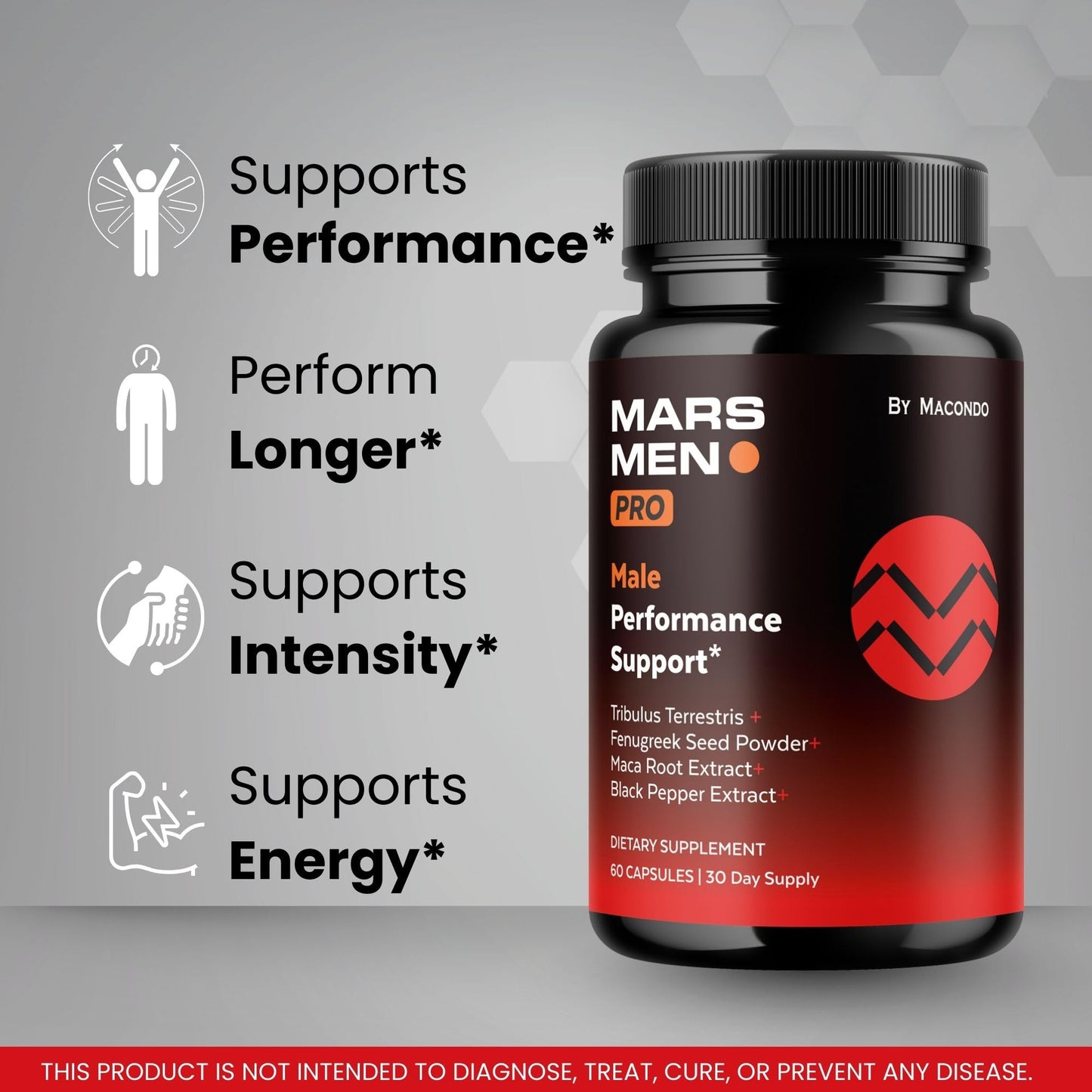 Mars Men Pro Official Supplement – Natural Support Capsules, 60 Capsules