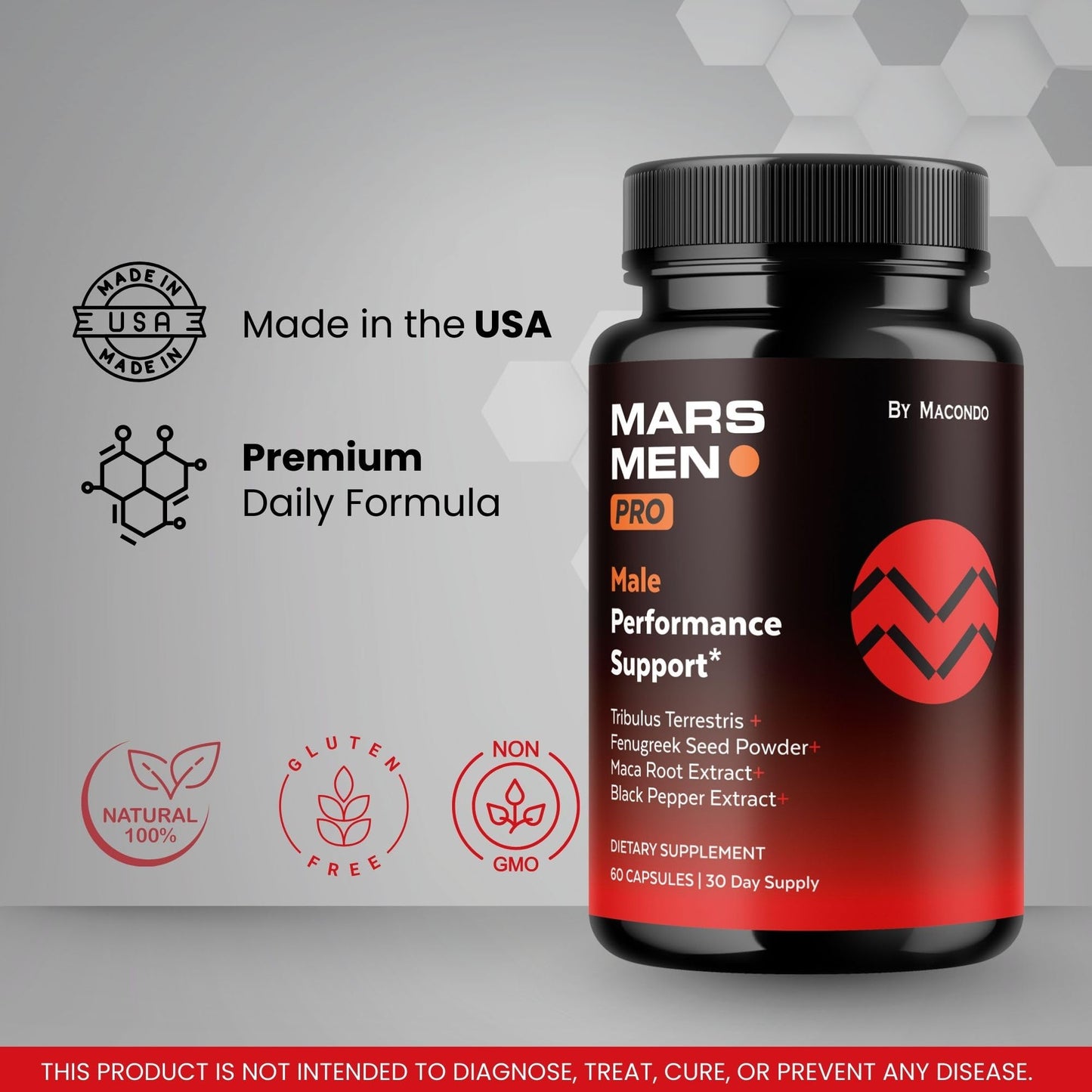Mars Men Pro Official Supplement – Natural Support Capsules, 60 Capsules