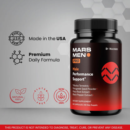 Mars Men Pro Official Supplement – Natural Support Capsules, 60 Capsules
