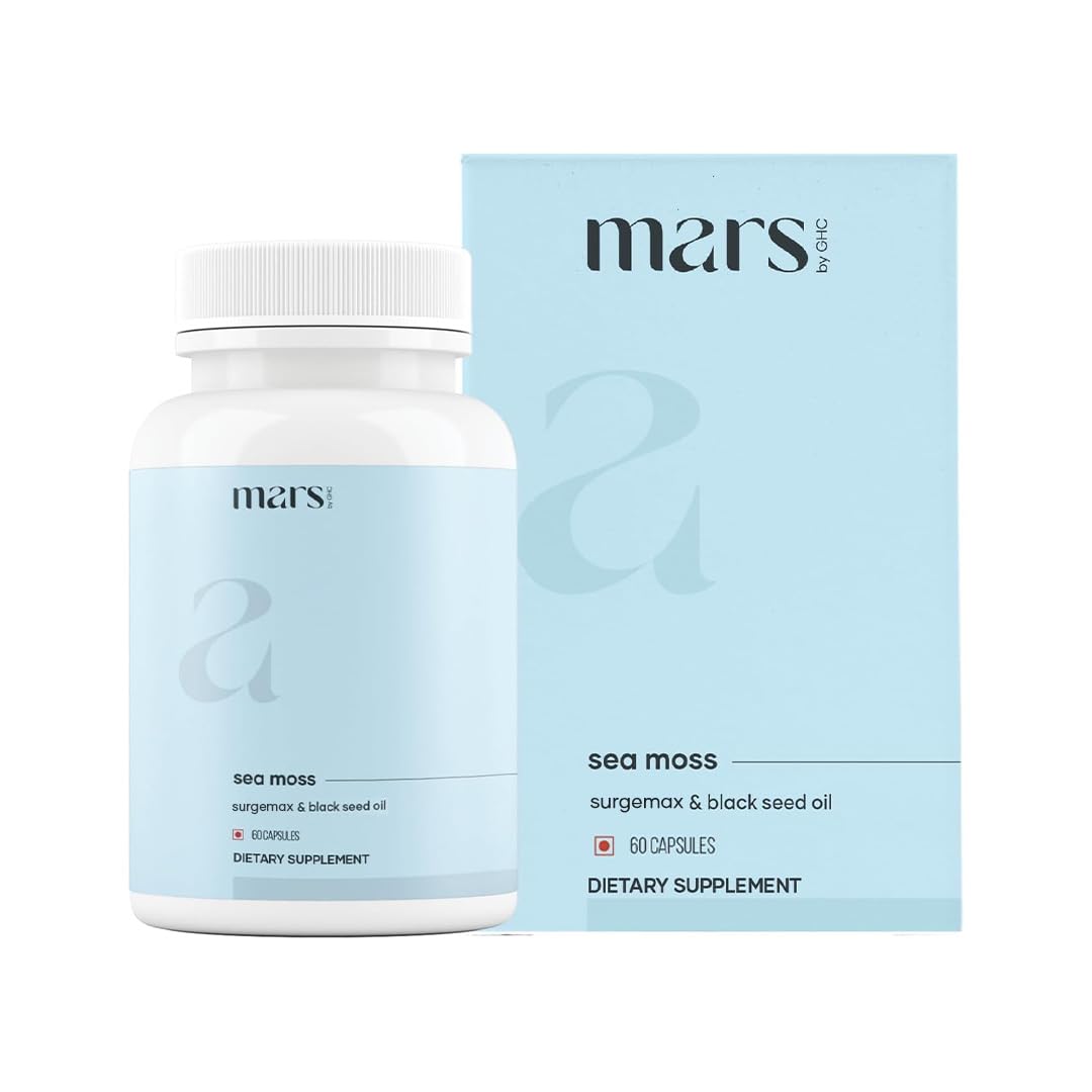 Mars Sea Moss Caps Surge Natural (60N) – 84 Minerals, Black Seed Oil & Vitamin D3 | Pack of 1