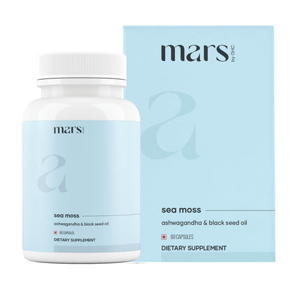 Mars Surge Natural Sea Moss Caps (60N) by GHC – 84 Minerals + Black Seed Oil | Overall Well Being | Pack of 1