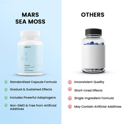 Mars Surge Natural Sea Moss Caps (60N) by GHC – 84 Minerals + Black Seed Oil | Overall Well Being | Pack of 1