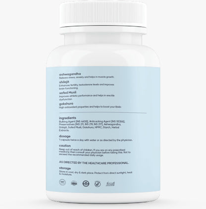 Mars Surgemax Natural Capsules with Shilajit & Safed Musli | Supports Energy, Strength & Immunity | 60 Capsules | Pack of 1