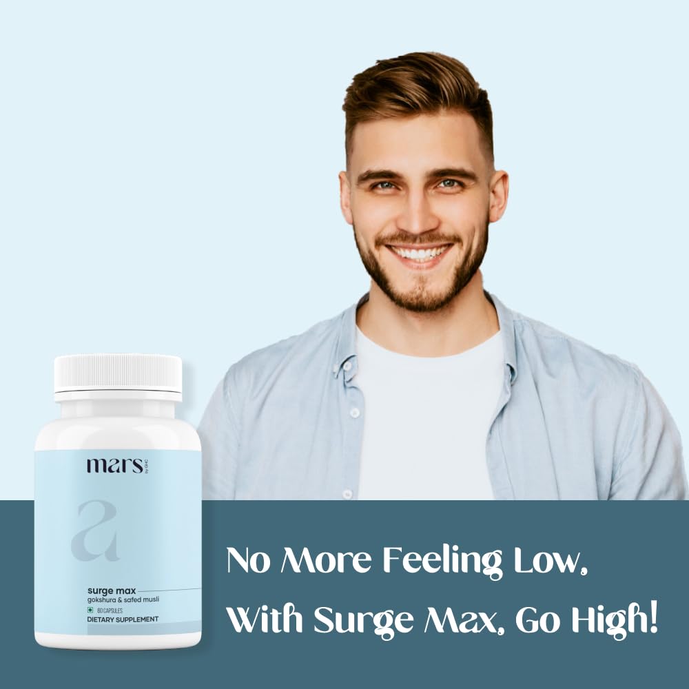 Mars Surgemax Natural Capsules with Shilajit & Safed Musli | Supports Energy, Strength & Immunity | 60 Capsules | Pack of 1