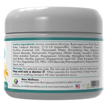 Mars Wellness MG+ Magnesium Cream Pain Relief - Extra Strength Arnica, 4 oz Tub