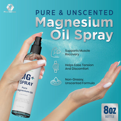 Mars Wellness MG+ Pure Magnesium Oil Spray – Made in USA, 8 oz for Relaxation & Muscular Support