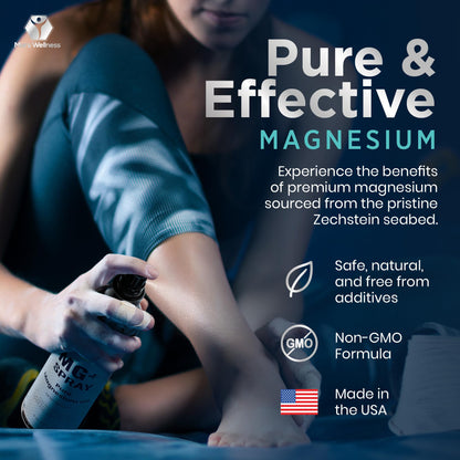 Mars Wellness MG+ Pure Magnesium Oil Spray – Made in USA, 8 oz for Relaxation & Muscular Support