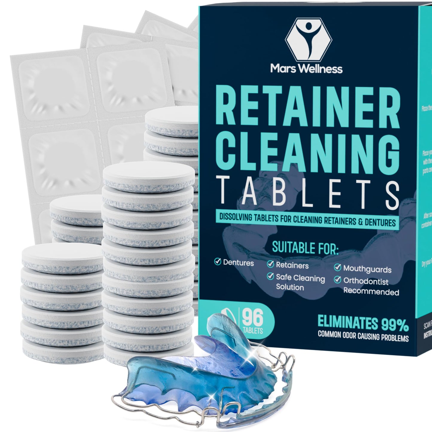 Mars Wellness Retainer Cleaner Tablets - 96 Count Denture & Mouthguard Cleaner