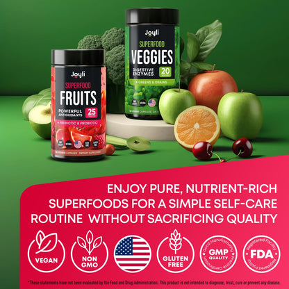Fruits and Veggies High-Fiber Supplement for Immunity, Gut & Energy | Reds & Greens