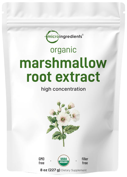 Organic Marshmallow Root Powder 8 oz - Filler-Free, Non-GMO, Vegan | Micro Ingredients