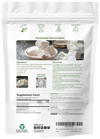 Organic Marshmallow Root Powder 8 oz - Filler-Free, Non-GMO, Vegan | Micro Ingredients